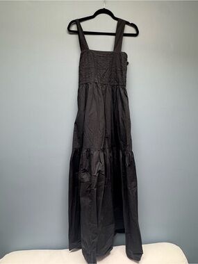 Bird & Knoll Black Tiered Maxi Dress with adjustable Straps